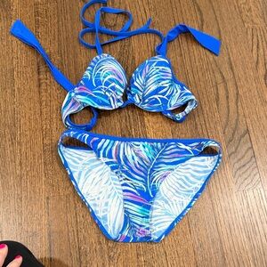 Blue Leaf Print Bikini